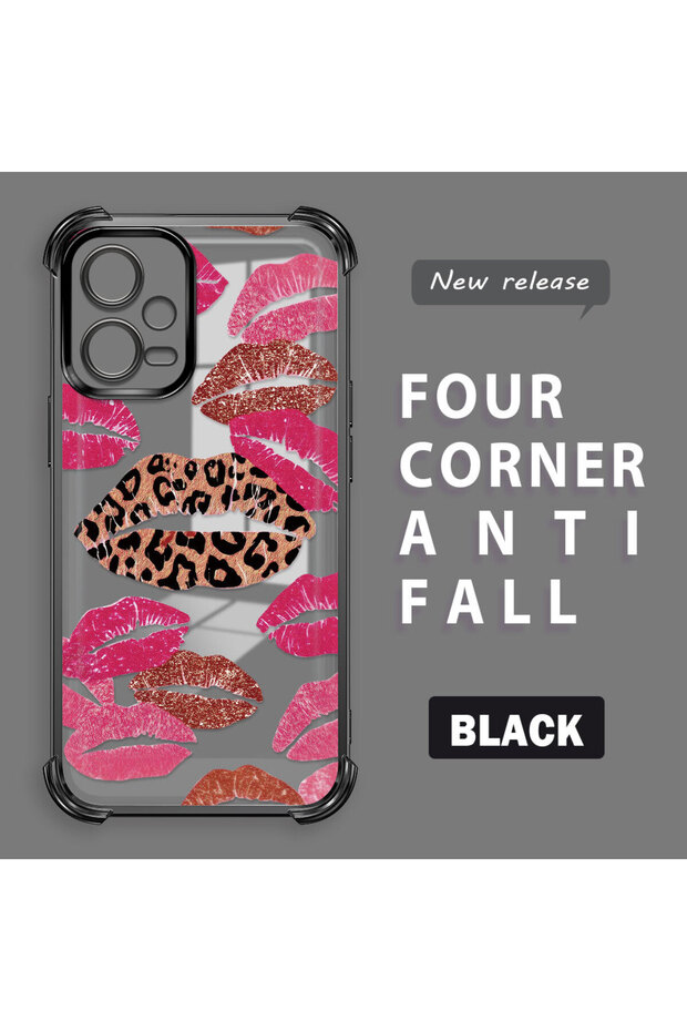 Xiaomi Poco X5 Compatible Transparent Silicone Flutter Protective Case Lip Patterns - 1