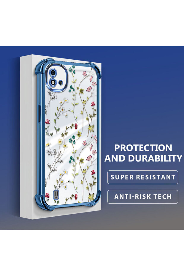 حافظة واقية من السيليكون الشفاف المتوافقة مع Realme C20/C20A بأنماط زهور - 3