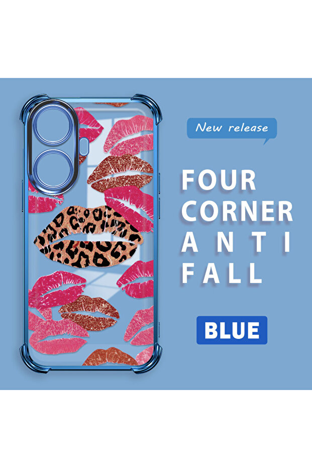 حافظة واقية من السيليكون الشفاف المتوافقة مع Realme C55 بأنماط الشفاه - 1