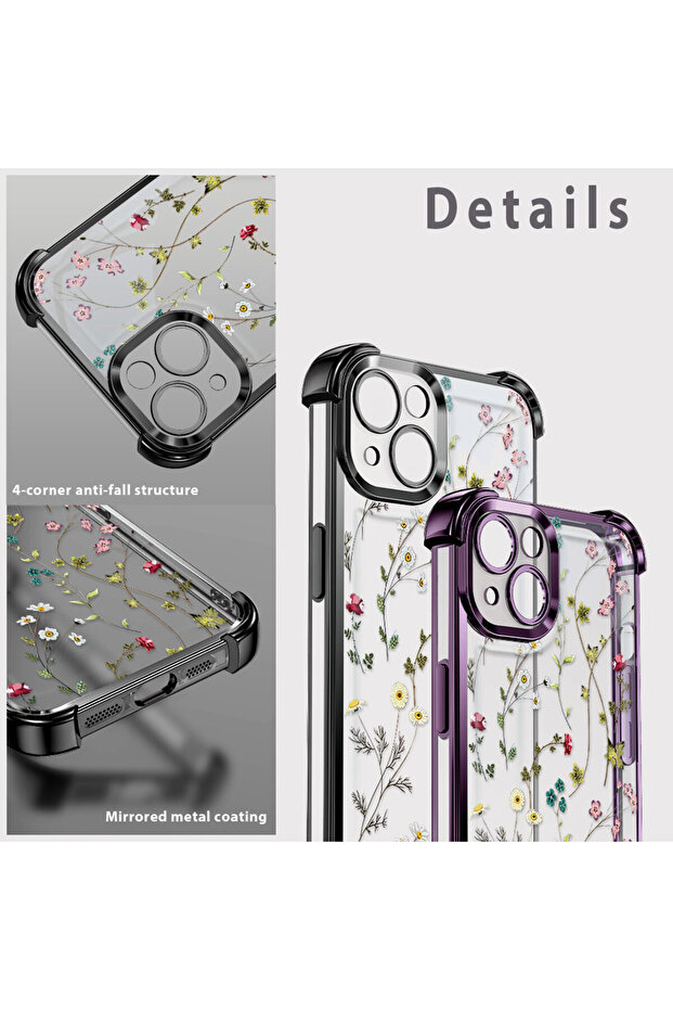 حافظة واقية من السيليكون الشفاف المتوافقة مع iPhone 16e بأنماط زهور - 8