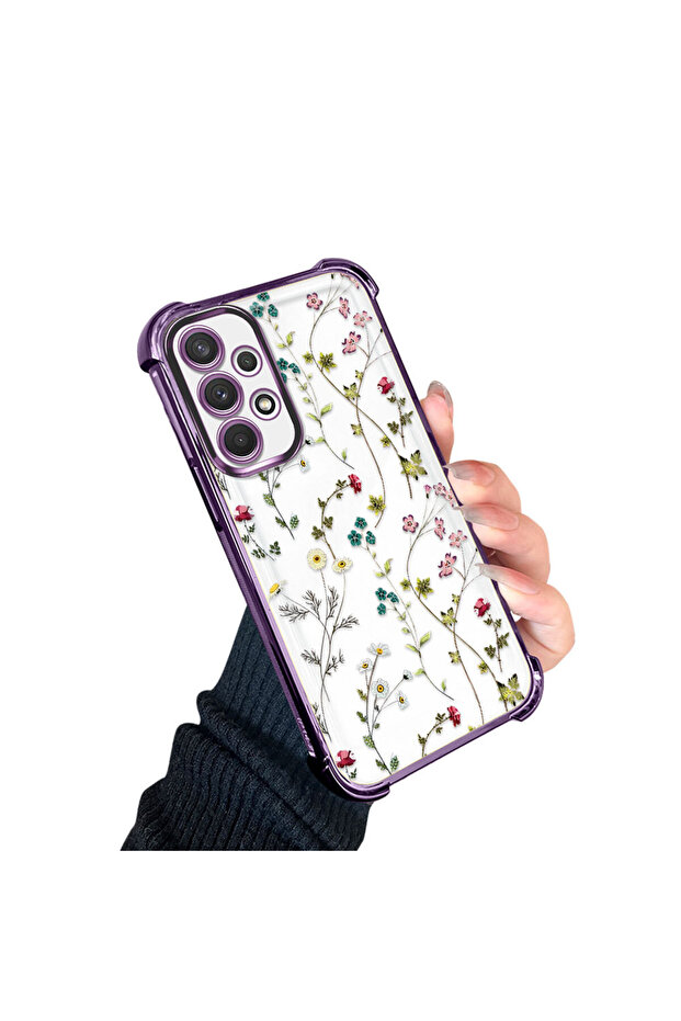 حافظة حماية من السيليكون الشفاف المتوافقة مع هاتف Samsung Galaxy A32 بأنماط زهور - 2