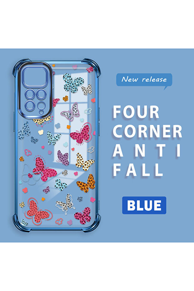 حافظة حماية من السيليكون الشفاف المتوافقة مع Xiaomi Redmi Note 11 بأنماط الفراشة - 3