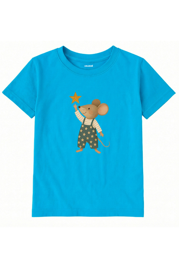 Cotton Fabric Children's T-Shirt – Starreaching Mouse Printed T-Shirt
