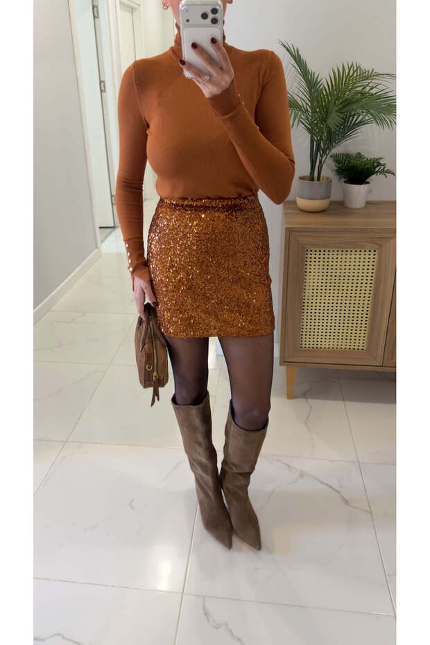 تنورة جوسا كيريميت ميني بول ذات الترتر - 2