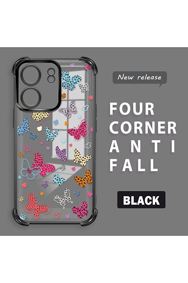 Xiaomi Poco C65 Compatible Transparent Silicone Flutter Protective Case Butterfly Patterns - 2