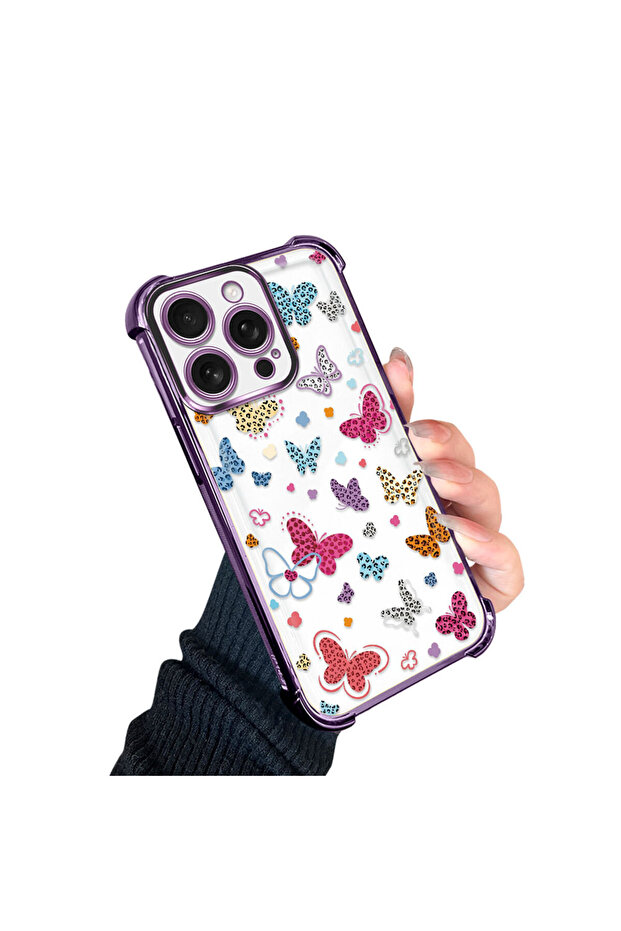 حافظة حماية من السيليكون الشفاف المتوافقة مع هاتف iPhone 16 Pro بأنماط الفراشة - 3