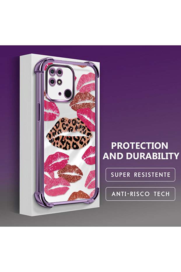 حافظة حماية من السيليكون الشفاف المتوافقة مع Xiaomi Redmi 10C، بأنماط الشفاه - 3