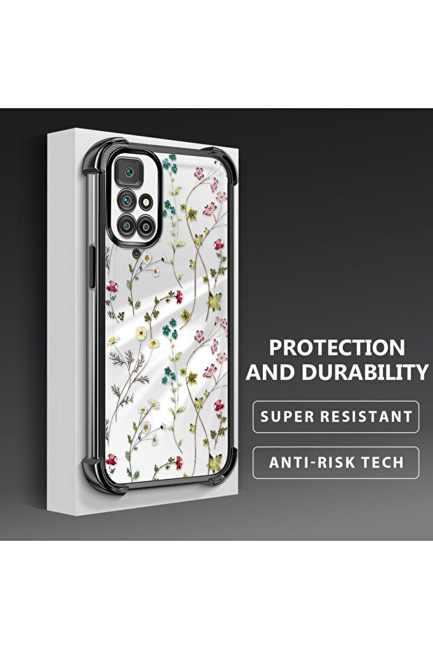حافظة حماية من السيليكون الشفاف المتوافقة مع Xiaomi Redmi 10 بأنماط زهور - 3