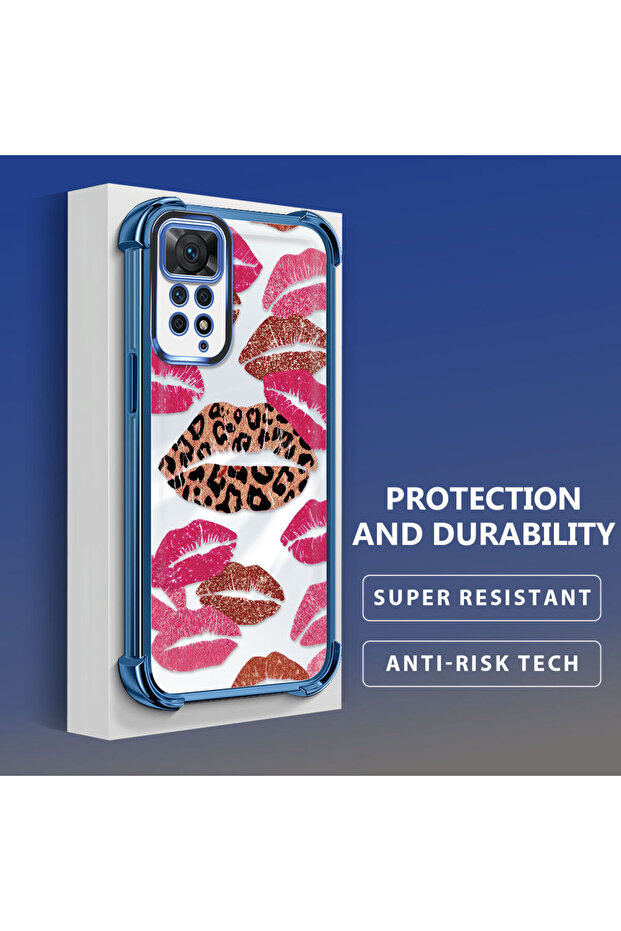 حافظة حماية من السيليكون الشفاف المتوافقة مع هاتف Xiaomi Redmi Note 11 Pro، بأنماط الشفاه - 3