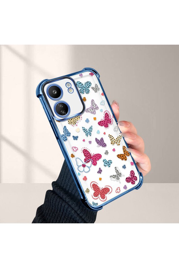 Xiaomi Poco C65 Compatible Transparent Silicone Flutter Protective Case Butterfly Patterns