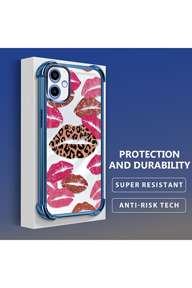 حافظة حماية من السيليكون الشفاف المتوافقة مع هاتف Samsung Galaxy A06 بأنماط الشفاه - 3