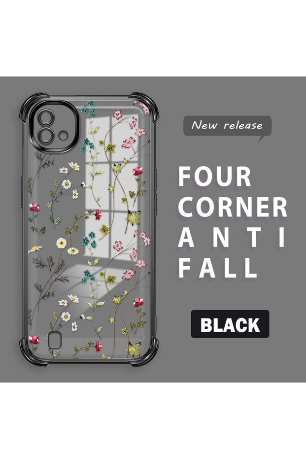 Realme C11 2021 Compatible Transparent Silicone Flutter Protective Case Flower Patterns