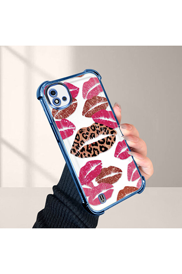 حافظة واقية من السيليكون الشفاف المتوافقة مع Realme C20/C20A بأنماط الشفاه - 4