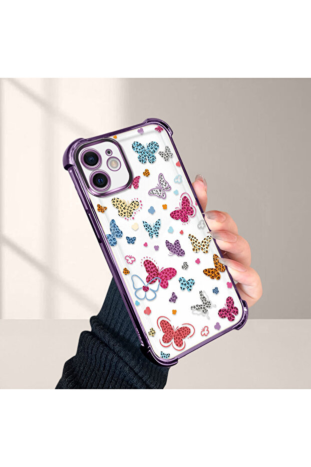 حافظة حماية من السيليكون الشفاف المتوافقة مع iPhone 12 بأنماط الفراشة - 1