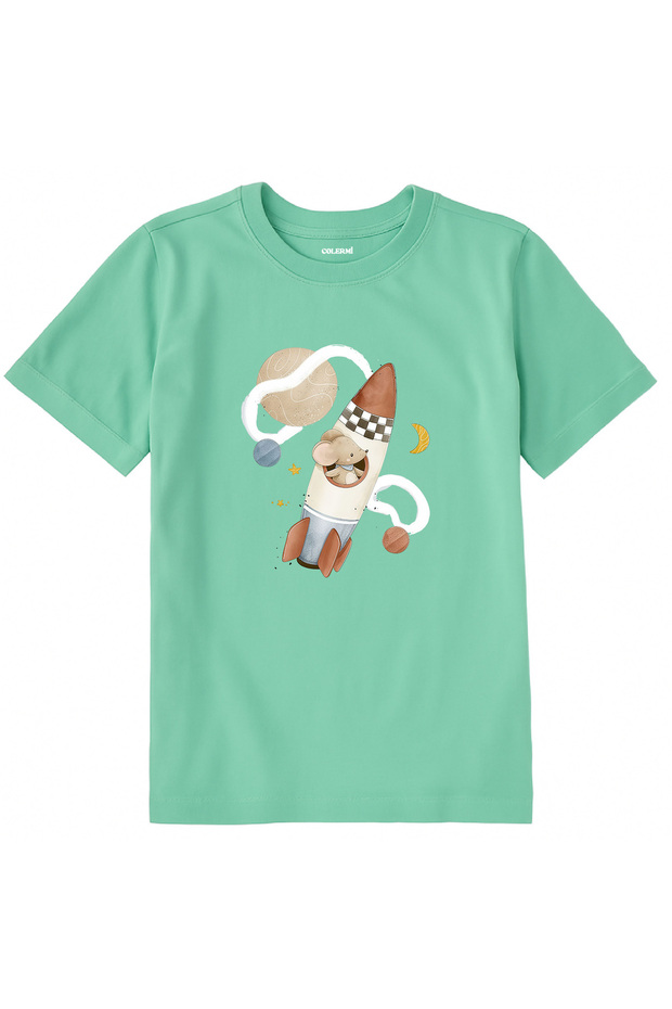 Cotton Fabric Children's T-Shirt – Space Rocket Printed T-Shirt