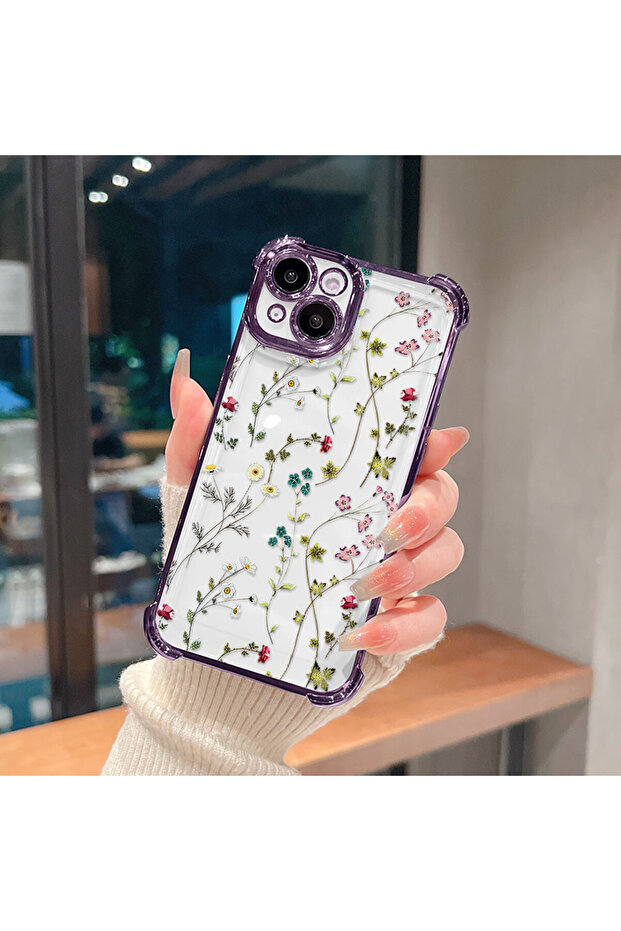 حافظة حماية من السيليكون الشفاف المتوافقة مع iPhone 16 بأنماط زهور - 5