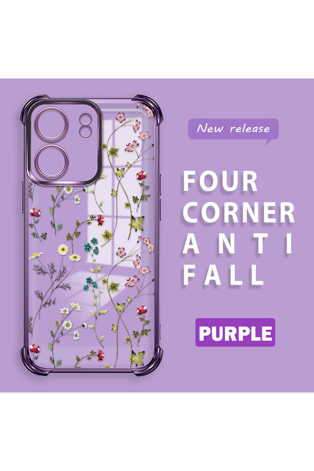 حافظة حماية من السيليكون الشفاف المتوافقة مع Xiaomi Poco C65 بأنماط زهور - 1