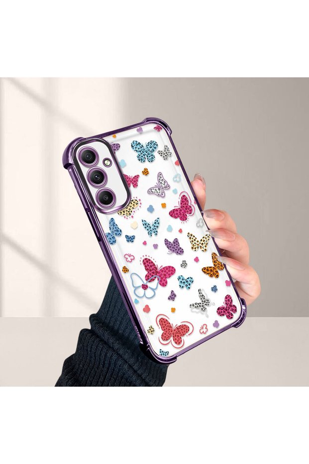 Samsung Galaxy A34 Compatible Transparent Silicone Flutter Protective Case Butterfly Patterns