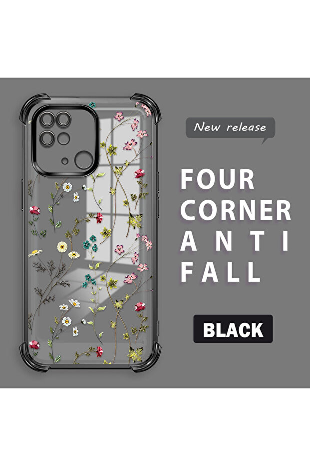 حافظة حماية من السيليكون الشفاف المتوافقة مع Xiaomi Redmi 10C بأنماط زهور - 1