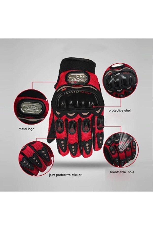 قفازات PRO BIKER DOKUNMATİK DARBELI ذات الأصابع الكاملة - 4