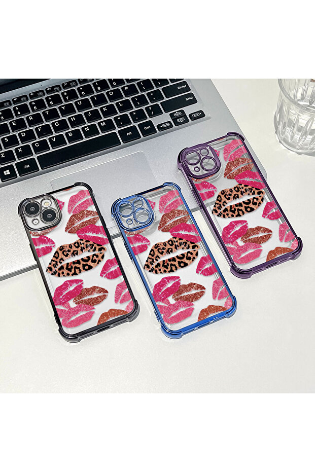 حافظة واقية من السيليكون الشفاف المتوافقة مع iPhone 14 Pro بأنماط الشفاه - 8