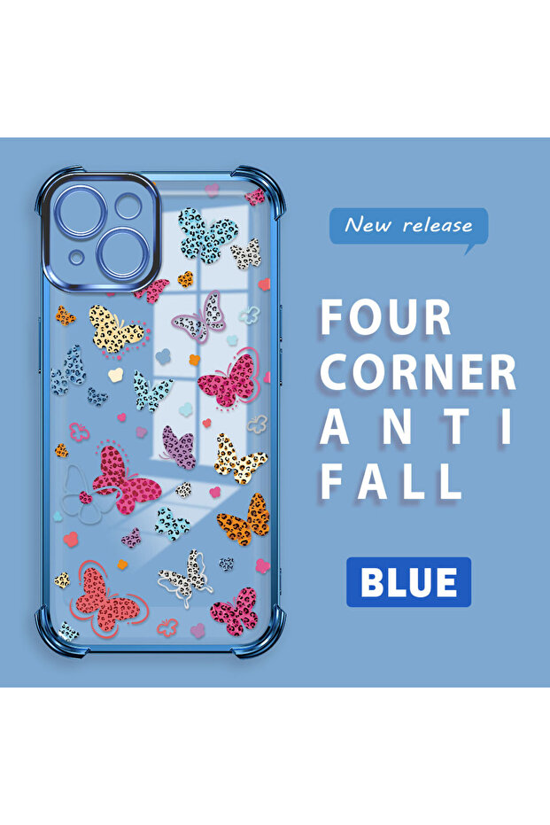 iPhone 14 Compatible Transparent Silicone Flutter Protective Case Butterfly Patterns - 2