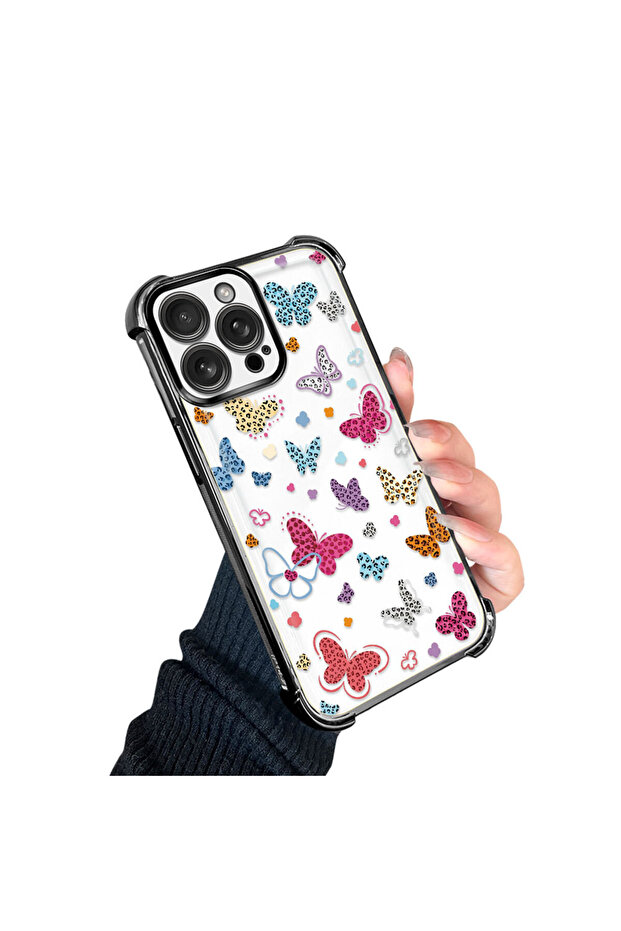 حافظة حماية من السيليكون الشفاف المتوافقة مع هاتف iPhone 16 Pro Max بأنماط الفراشة - 3