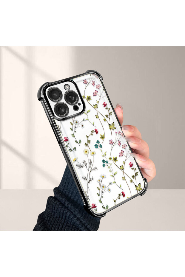 حافظة واقية من السيليكون الشفاف المتوافقة مع هاتف iPhone 16 Pro Max بأنماط زهور - 4