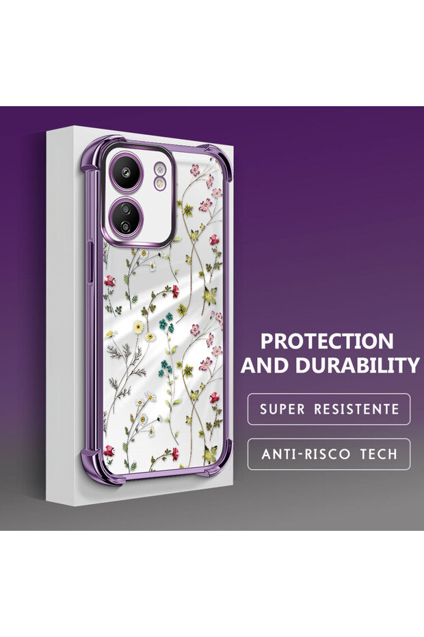 حافظة حماية من السيليكون الشفاف المتوافقة مع Xiaomi Poco C65 بأنماط زهور - 3