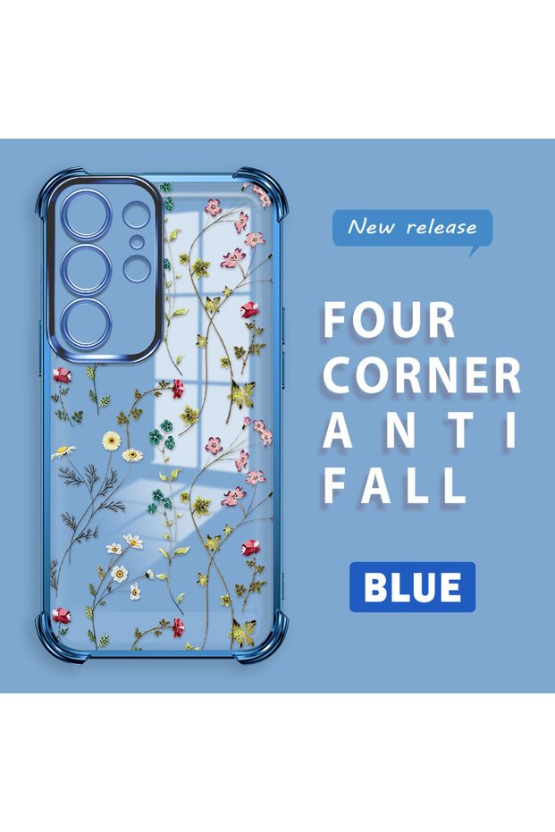 Samsung Galaxy S24 Ultra Compatible Transparent Silicone Flutter Protective Case Flower Patterns