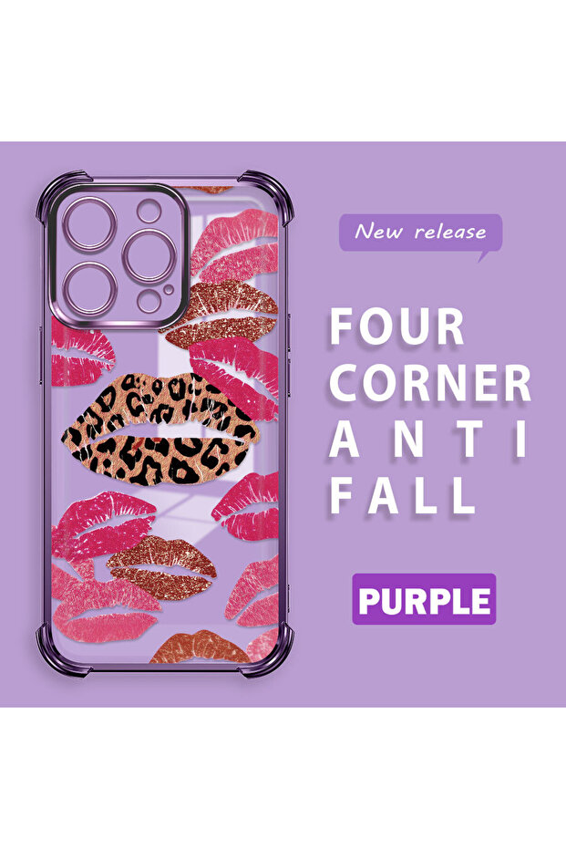 iPhone 14 Pro Compatible Transparent Silicone Flutter Protective Case Lip Patterns - 1