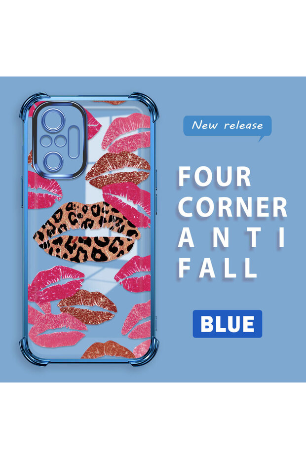 حافظة حماية من السيليكون الشفاف المتوافقة مع هاتف Xiaomi Redmi Note 10 Pro، بأنماط الشفاه - 1