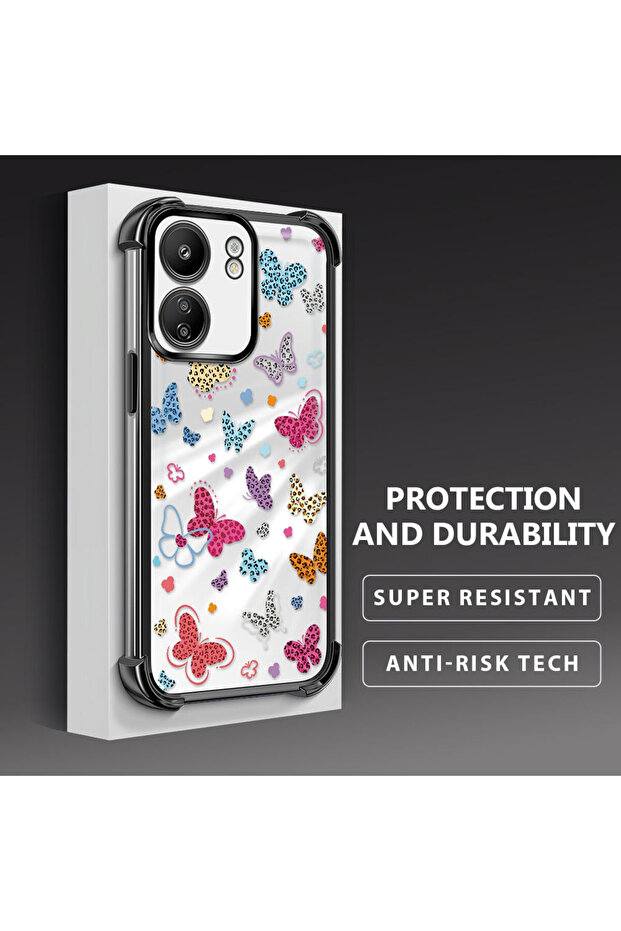 حافظة حماية من السيليكون الشفاف المتوافقة مع Xiaomi Redmi 13C بأنماط الفراشة - 4