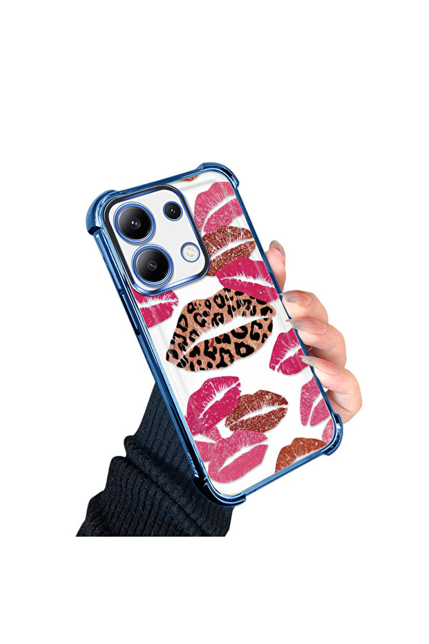 حافظة حماية من السيليكون الشفاف المتوافقة مع Xiaomi Redmi Note 13 بأنماط الشفاه - 3