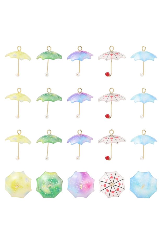 10 pcs mixed 10Pcs 5 Style Acrylic Pendants, Umbrella Charms DIY Jewelry Findings for DIY Jewelry Ma
