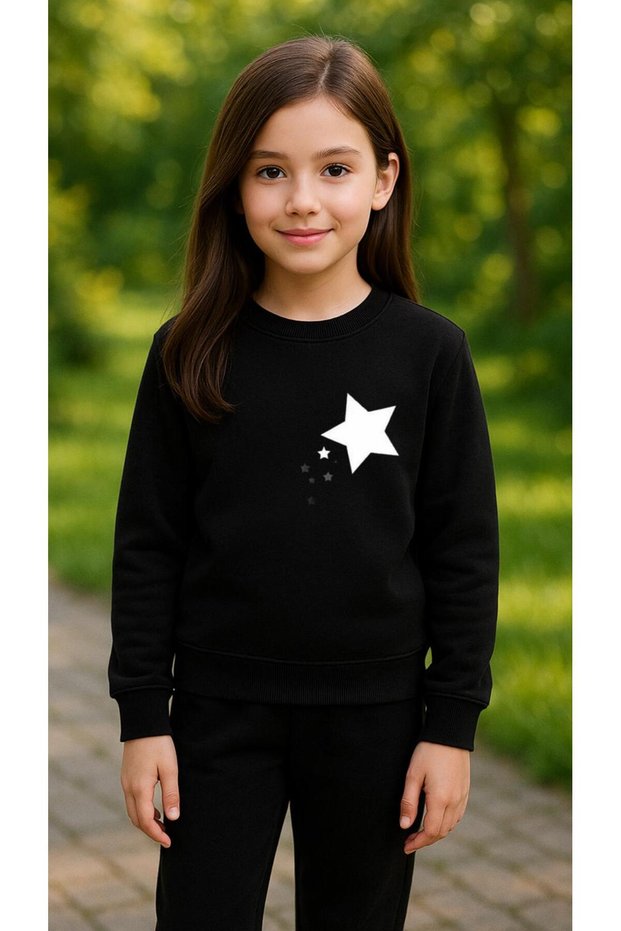 Team Sweatshirt Yildiz V1 Printed Girls Boys Crew Neck3 4-5-6-7-8-9-10-11-12Years