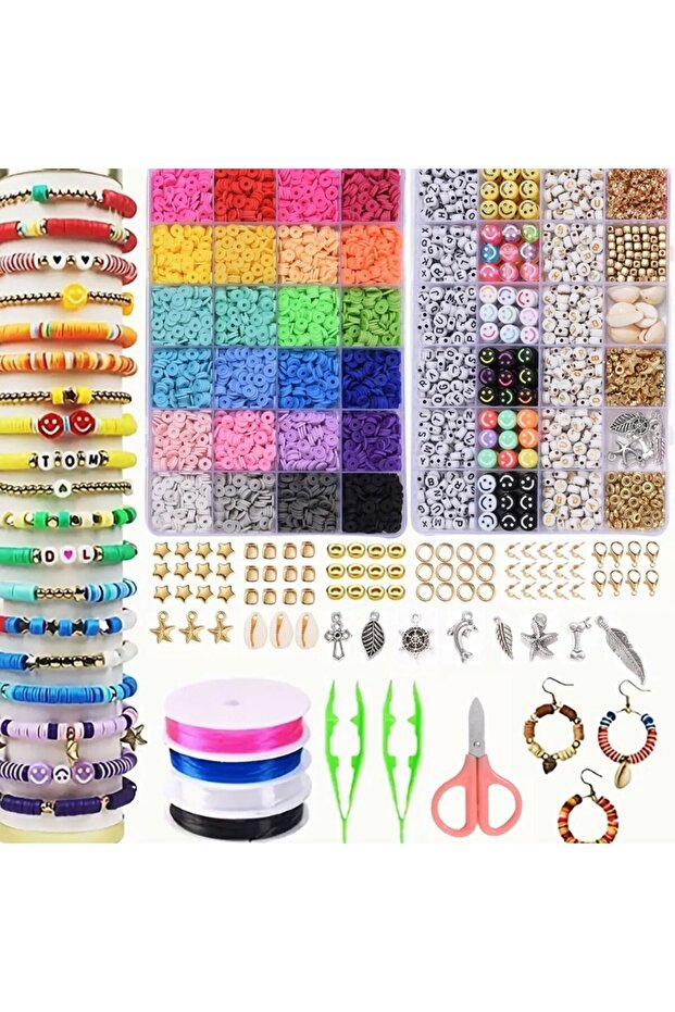 6mm SKU1 pcs 14400pcs Assorted Polymer Clay Beads Kit for DIY Jewelry Making - Handmade Craft Suppli