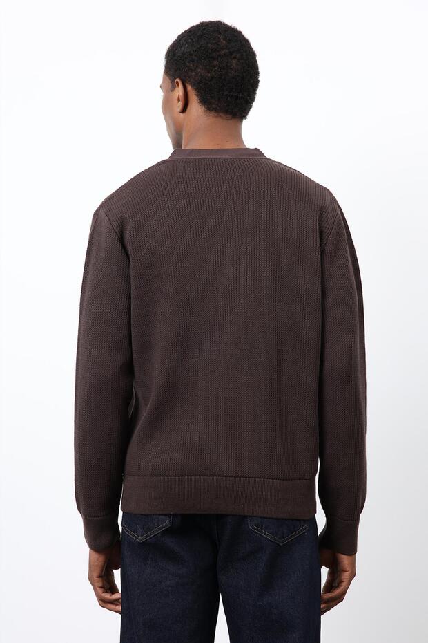 Kahve Basic Erkek Hırka - 5