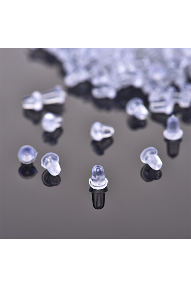 100pcs 100pcs/lot Clear Soft Silicone Earring Backs Safety Bullet Stopper Jewelry Accessor...