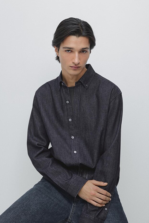 Regular fit denim gömlek - 4