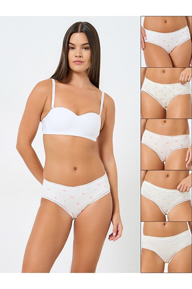 Pack of 5 - Floral Print Cotton Hipster Briefs