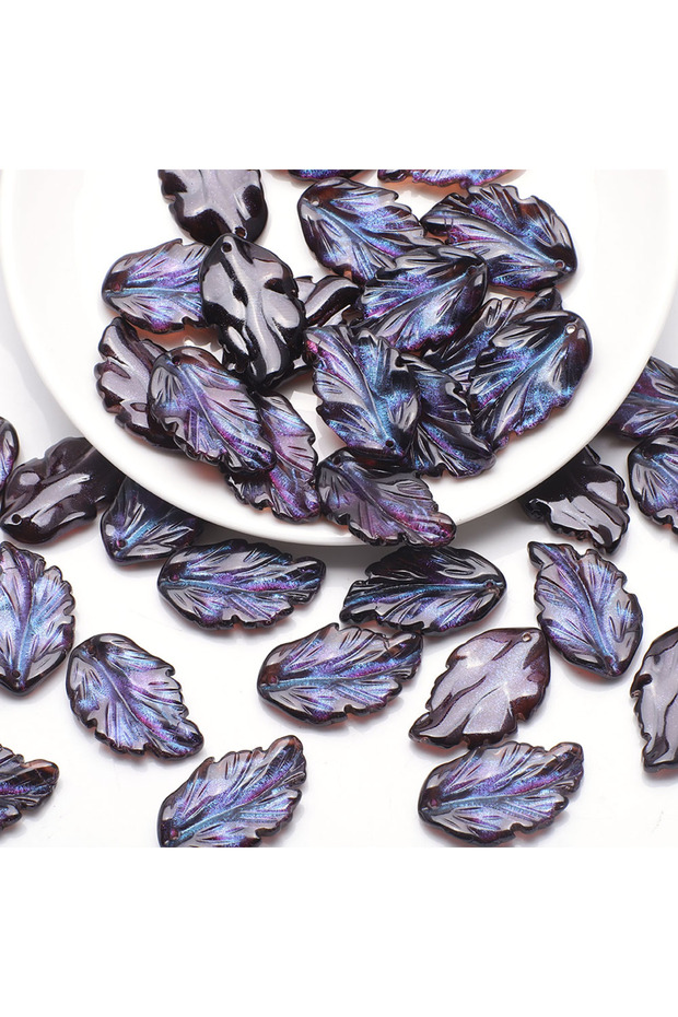 HDC 20Pcs/Lot 17x28mm Glazed Crystal Glass Beads Petals Feather Shape Pendants For DIY Making Jewelr