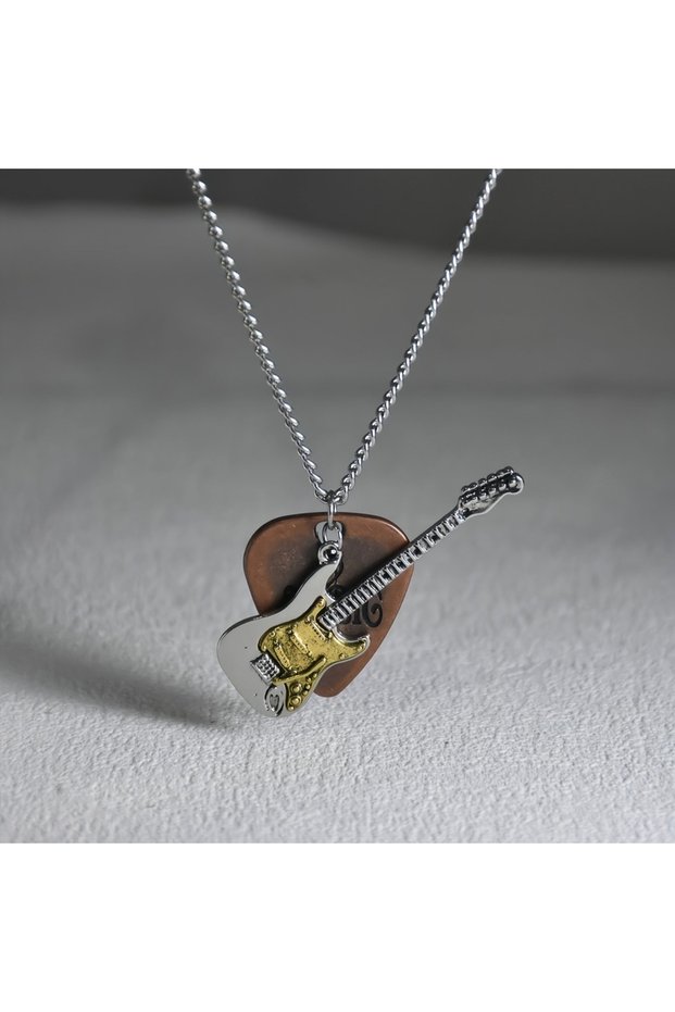 1 A vintage guitar pick and guitar men's pendant necklace, punk rock metal accessory, suitable for .