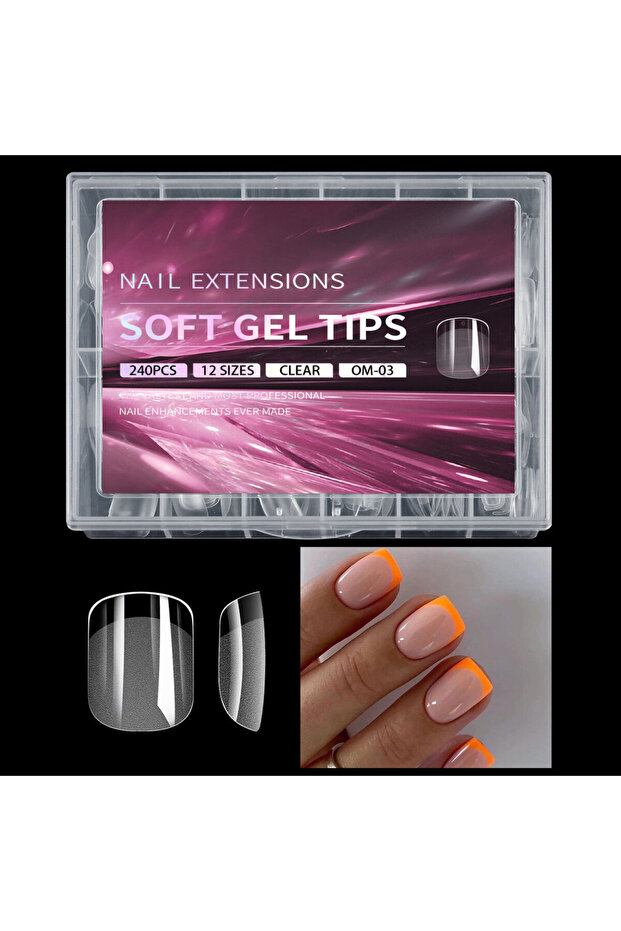 BMS03 Luxury False Nail Tips Soft Gel Fingertip Semi-matte Capsules Almond French Coffin Full Cover