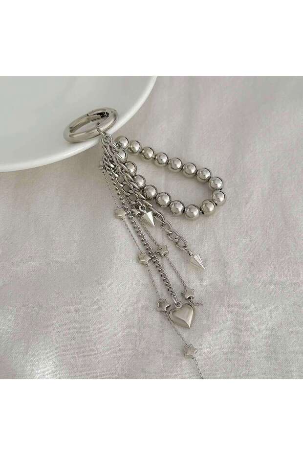 M00068 Ingemark Delicate Imitation Pearl Love Heart Keychains for Women Goth Keyrings Ins Aesthetic