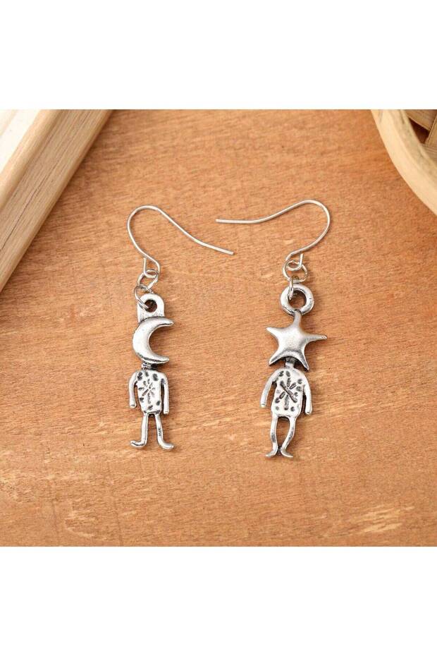 WA7311-2 Bohemian Fashion Creative Moon Star Carved Pendant Design Stylish Women Necklace Earrings A