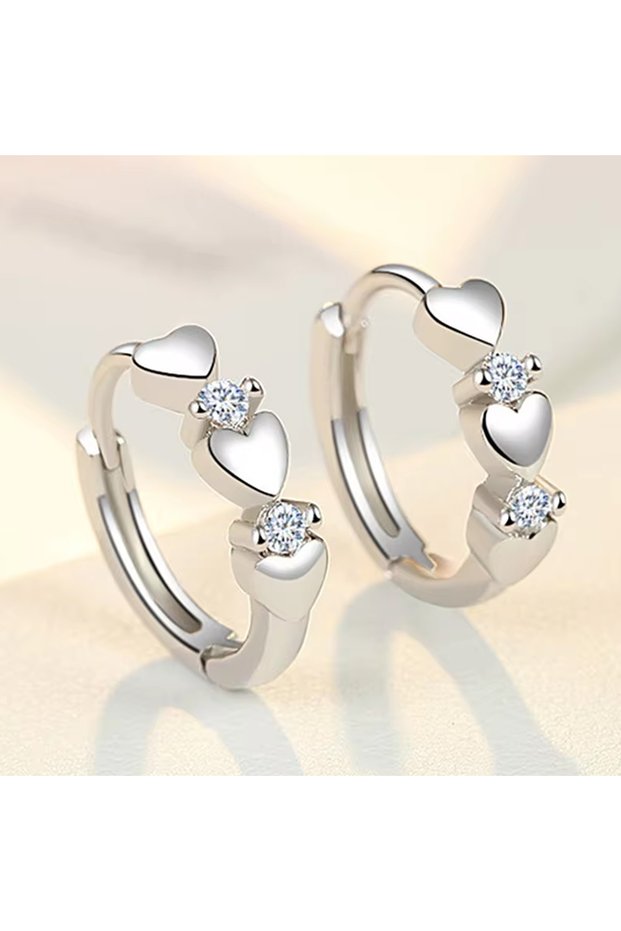 AEH70118 Cute Heart Small Hoop Earrings Women 3 Metal Colors Trendy Girls Ear Circle Earrings Fancy