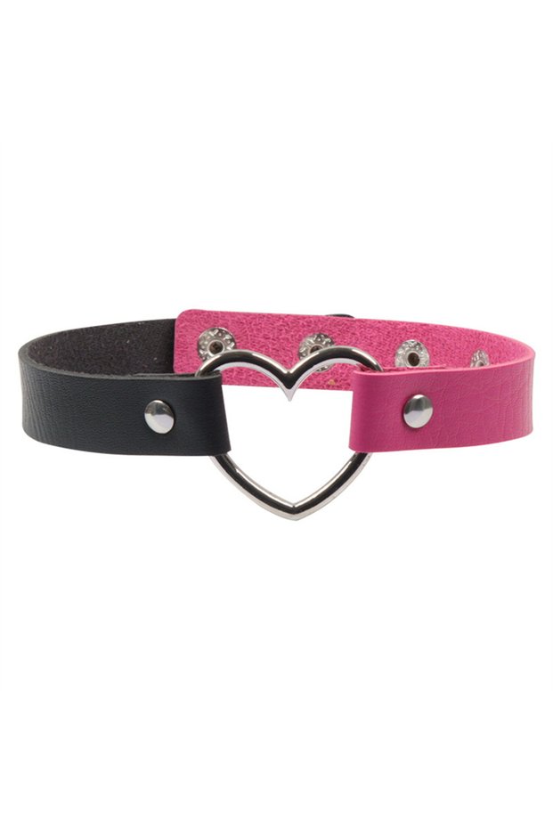 black rose Neo-Gothic Two-tone Spliced PU Leather Choker Punk Rk Love Necklace For Women Party Jew