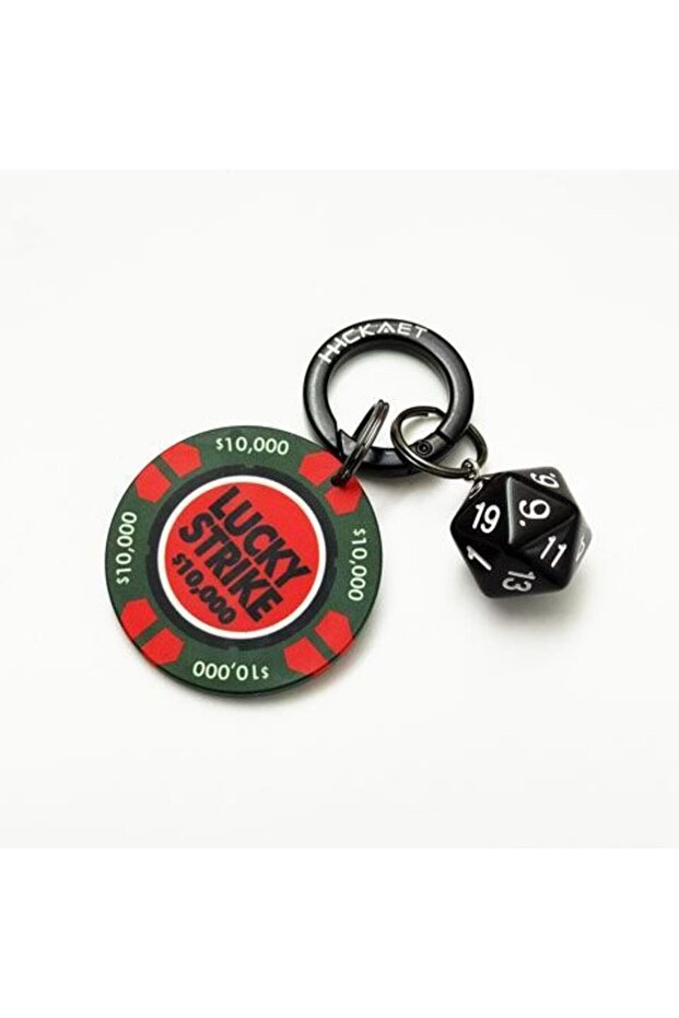 Green black sieve LuckyStrike Lucky Ceramic Chips Dice ins Wind Keychain Blackened Metal Pendant Per