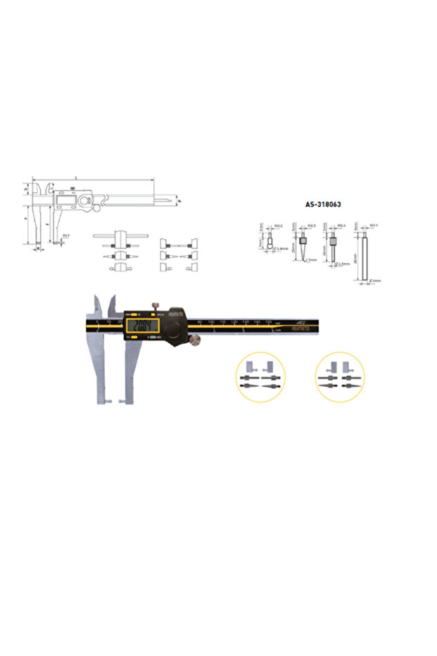 فرجار رقمي بطرف قابل للتبديل 0-300 مم - 1